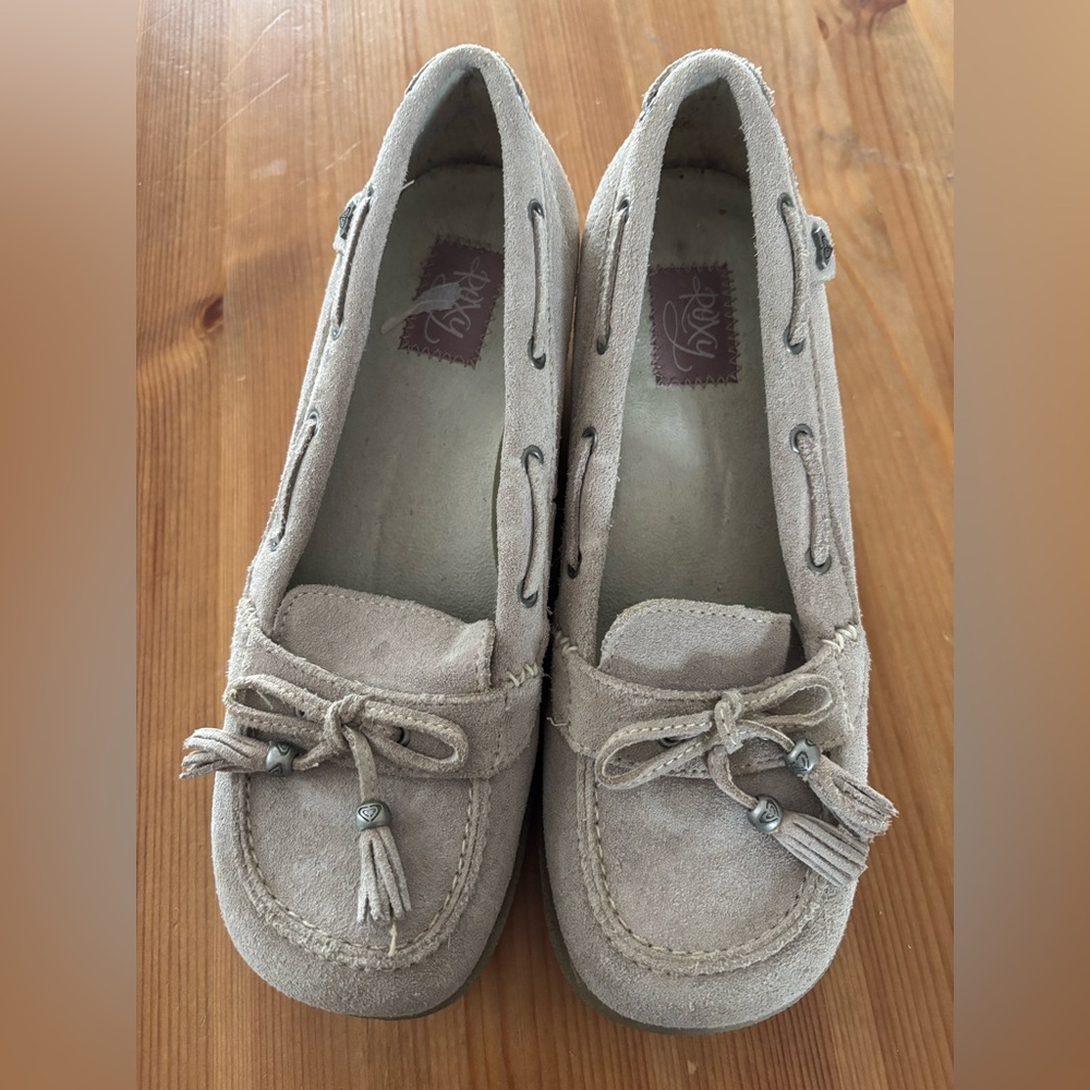 Y2K platforms Roxy Tan Suede Moccasins for Women
